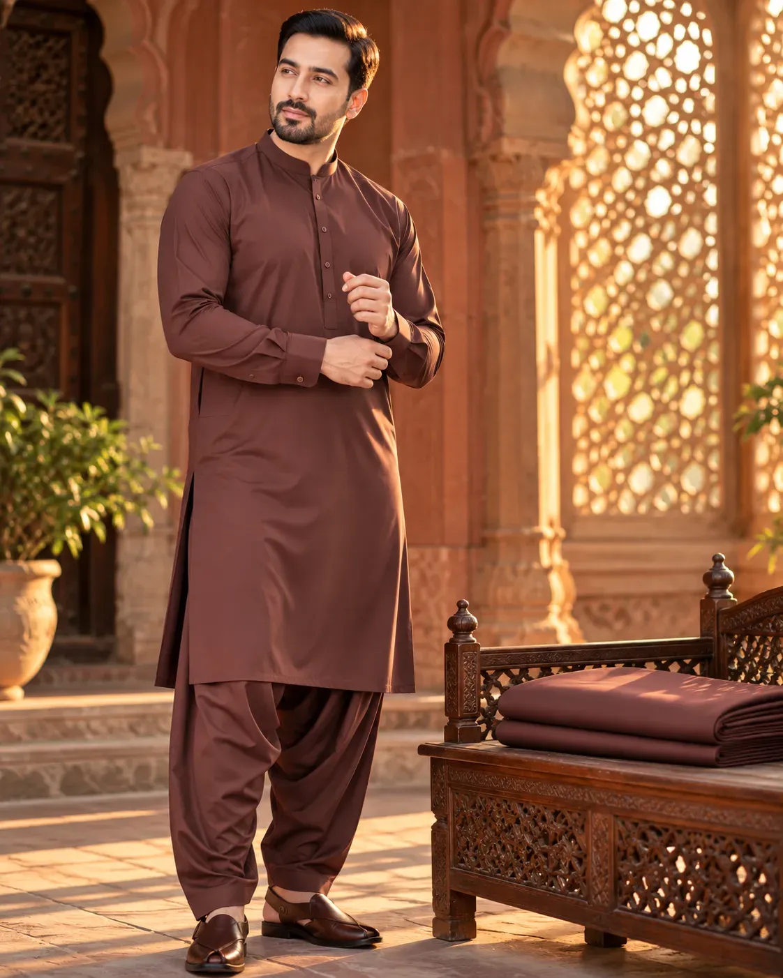 Chestnut Brown unstitched suit fabric