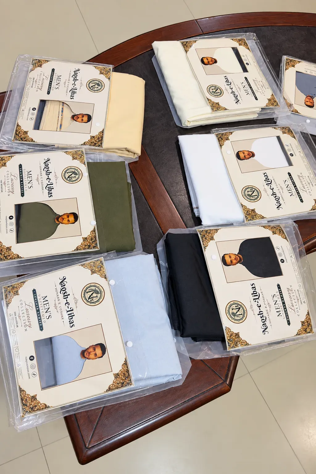 Packed suits with our Naqsh-e-Libas cards